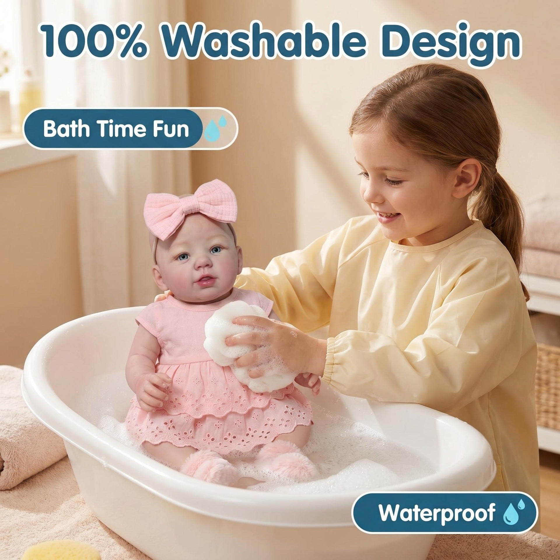 Realistic 19 inch with Full Vinyl Reborn Doll With Open Eyes, Pink Princess Outfit, Holiday Gift For Kids & Collectors