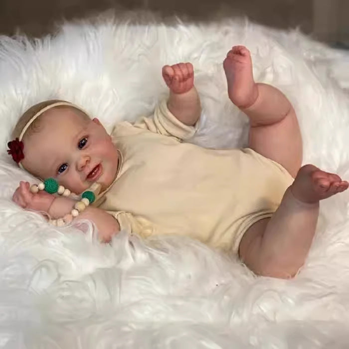 24inch Lifelike Reborn Baby Dolls with Cloth Body Newborn Girl Hand Painted Hair for Gift