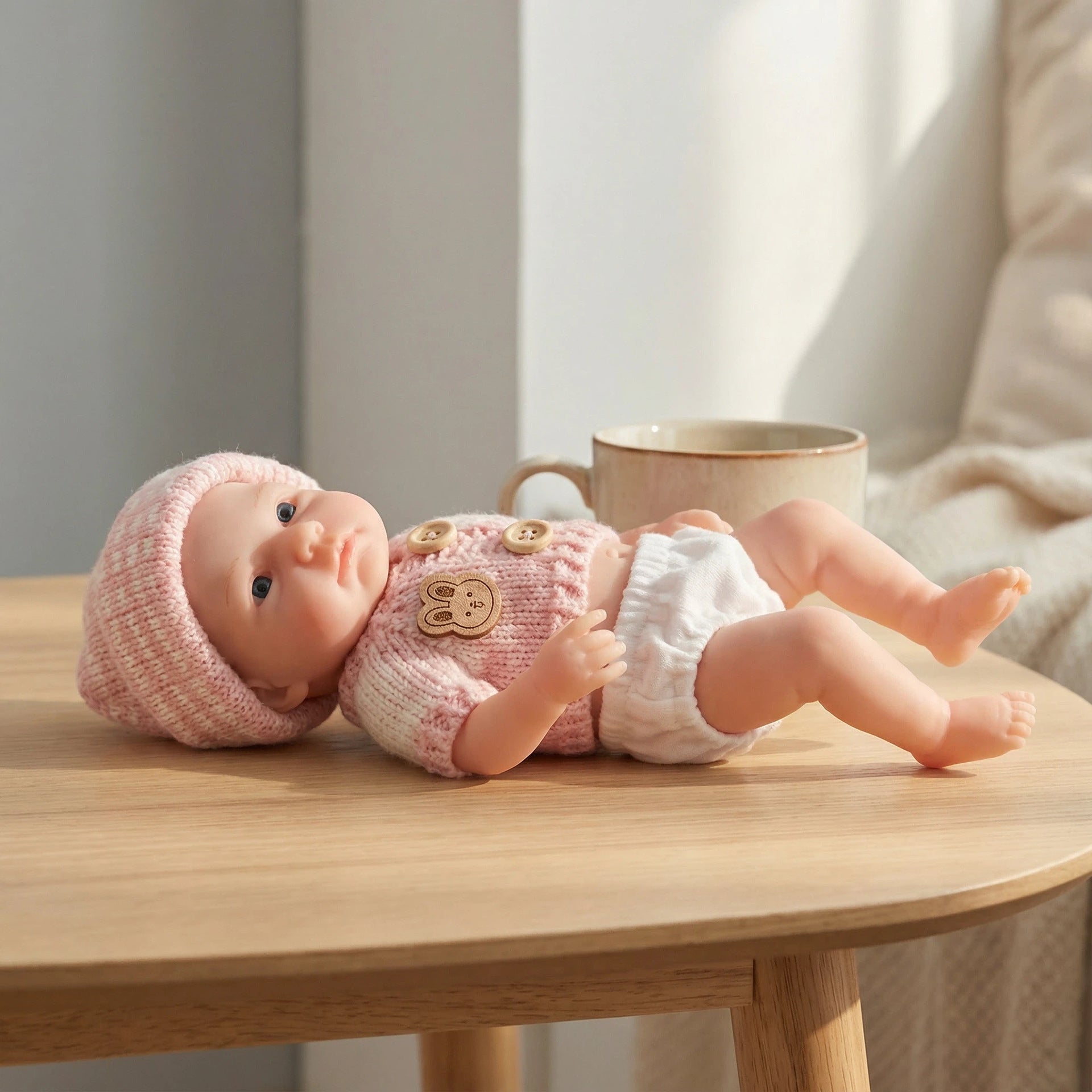 8 Inch Short Sleeve Powder Sweater Full Silicone Reborn Doll