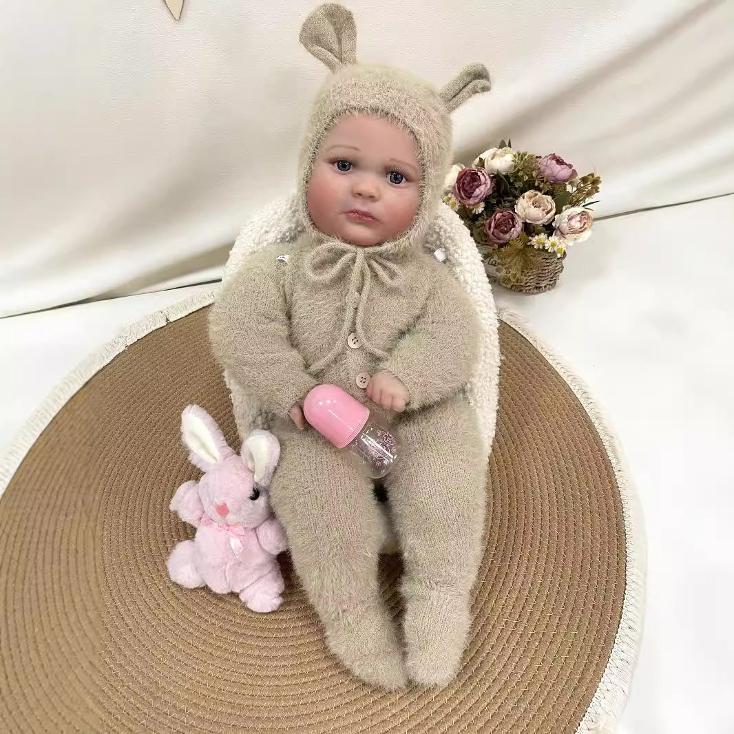 24inch Lifelike Handcrafted Reborn Baby Doll with Cloth Body 3D Real Skin Kids Play Toy Gift for Girls