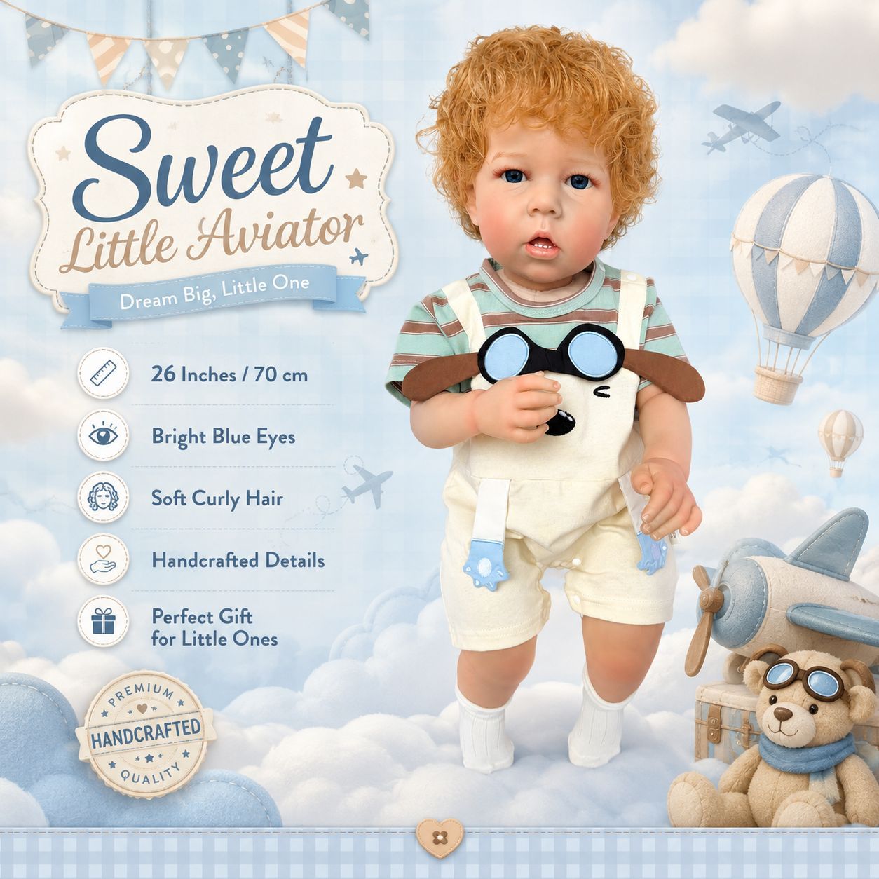 26 Inch with Cloth Body Reborn Style Doll, Hand‑Finished Details, Perfect Choice for Birthday and Holiday Gifting
