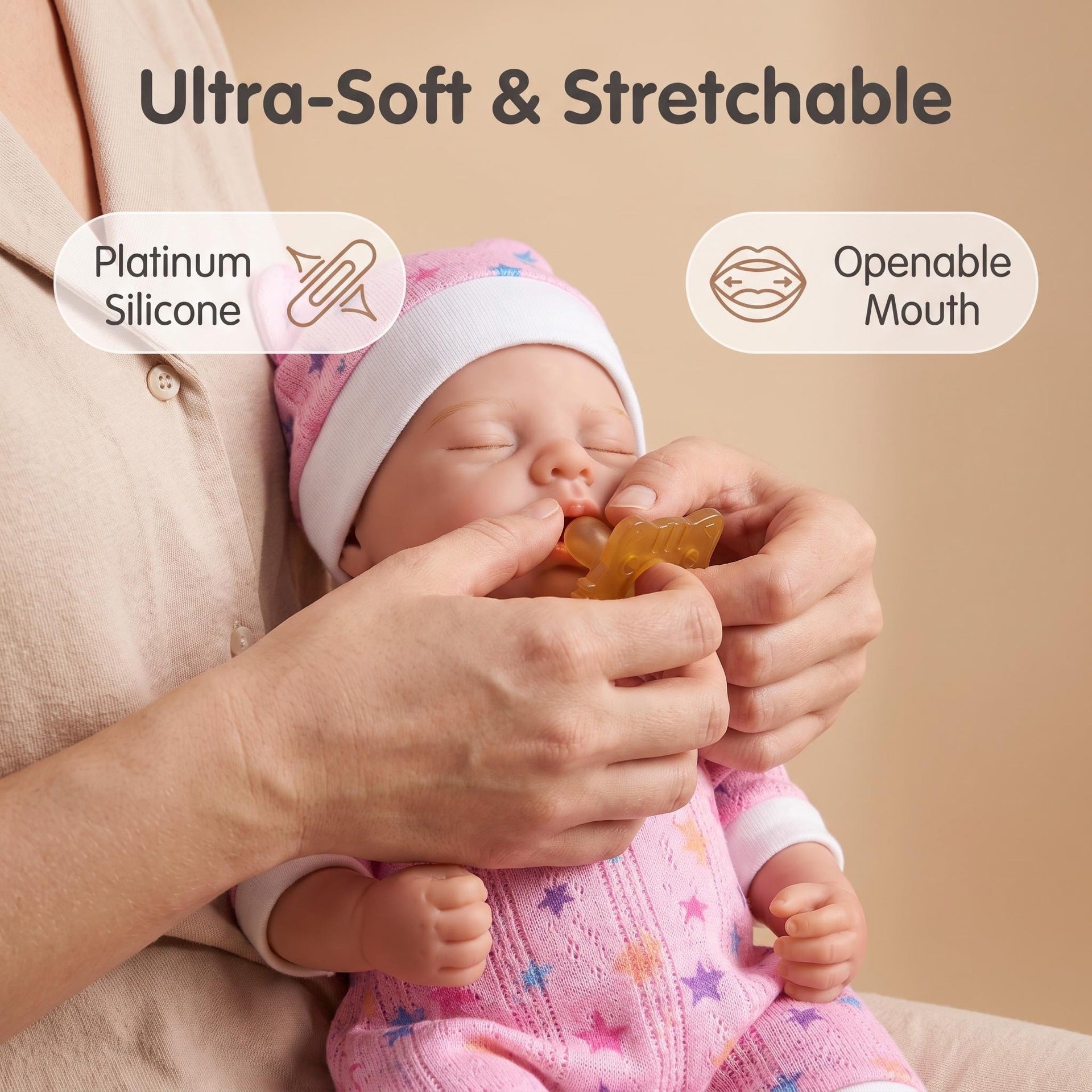 Lifelike 12‑Inch Full Silicone Reborn Doll, Peaceful Sleeping Look,  Companion for Festive Gift‑Giving Events
