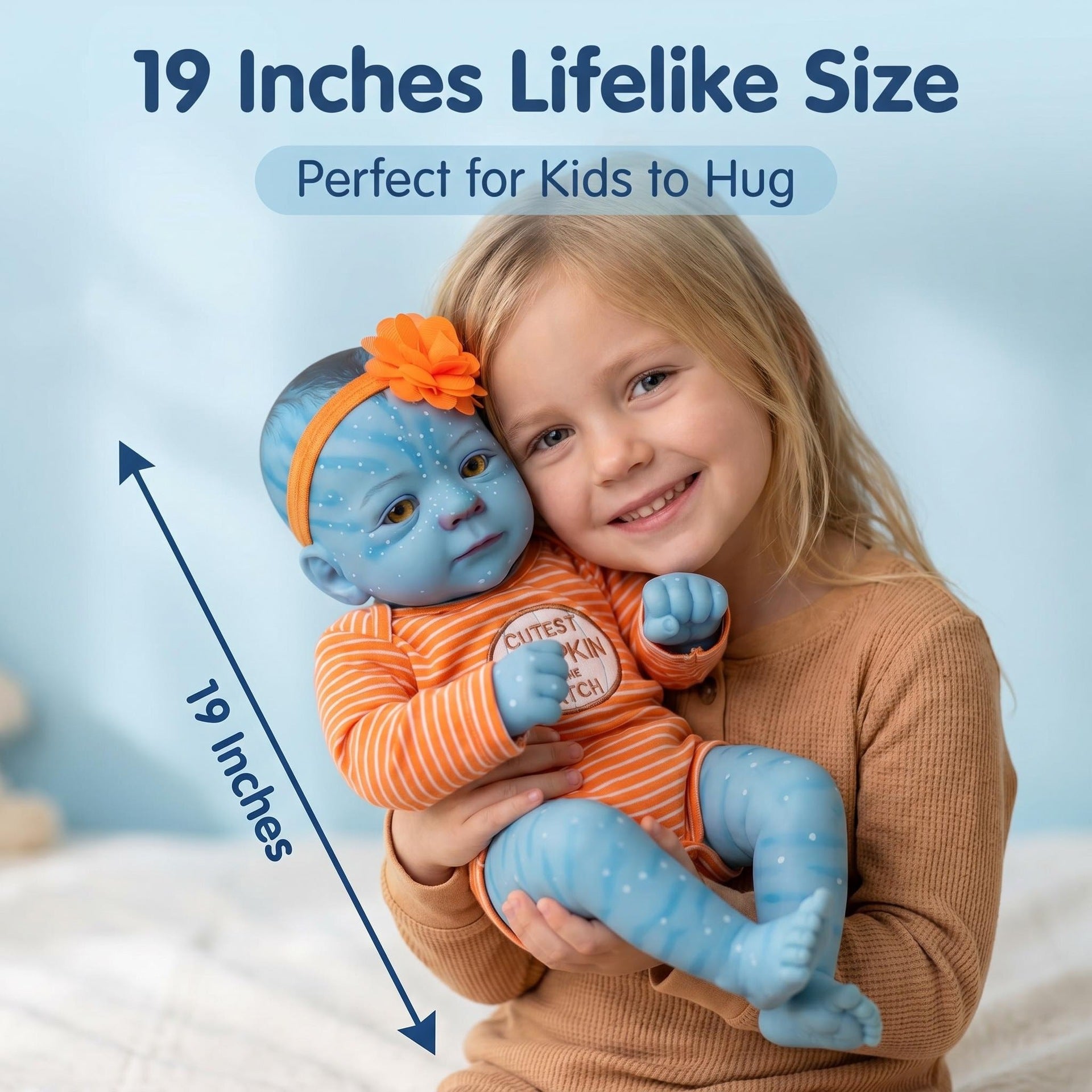 Unique Avatar Style 19inch with Full Vinyl Body Doll Hand Painted Spotted Blue Skin Halloween Themed Outfit Poseable Hobby Display Toy