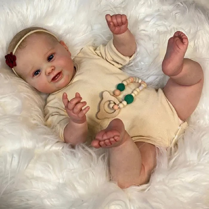 24inch Lifelike Reborn Baby Dolls with Cloth Body Newborn Girl Hand Painted Hair for Gift