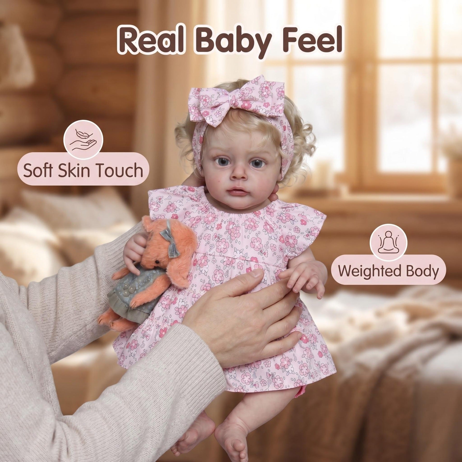 19 inch Soft with Cloth Body with Vinyl Limbs, Vintage Floral Outfit, Thoughtful Present for Baby Shower, Thanksgiving and All Seasonal Festivities