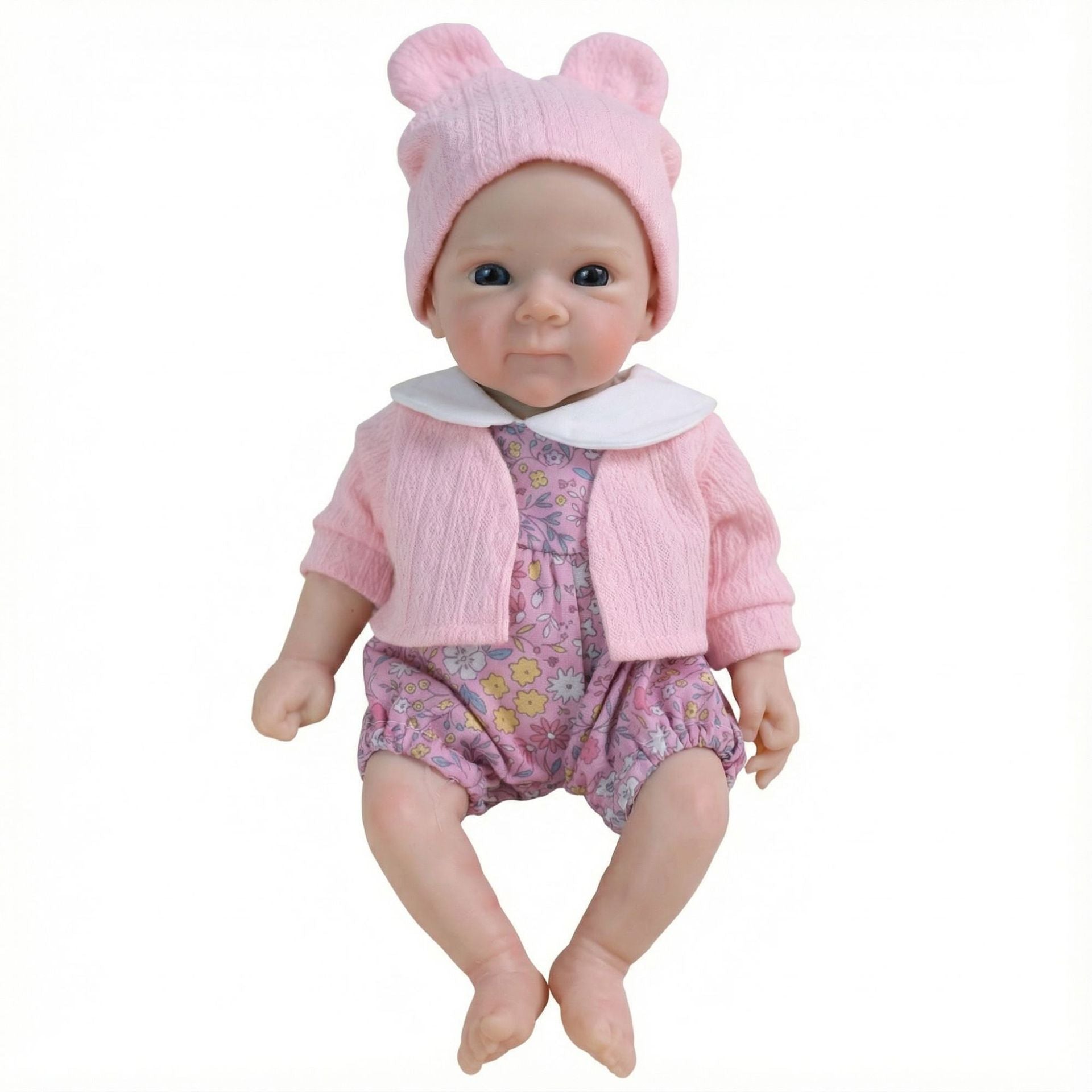 12 inch pink jacket with small floral full silicone reborn doll
