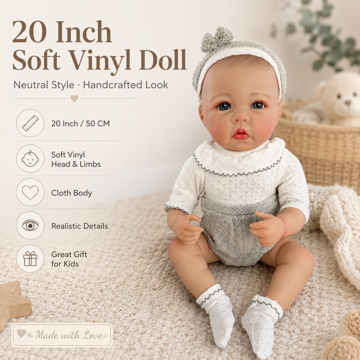 20 Inch with Full Soft Vinyl Body Doll, Thoughtful Gift Selection for Birthday Milestones and Seasonal Holidays