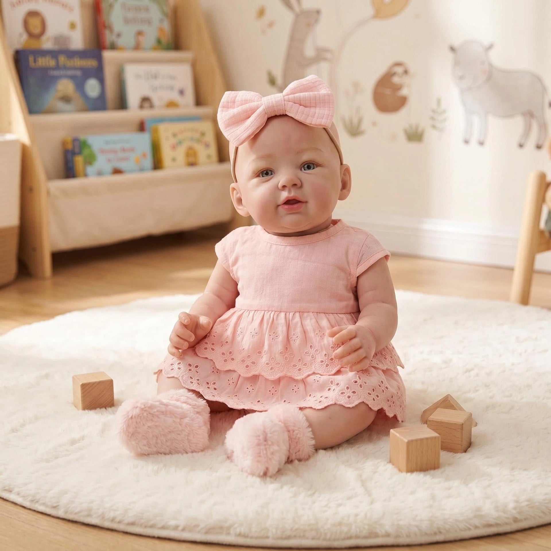 Realistic 19 inch with Full Vinyl Reborn Doll With Open Eyes, Pink Princess Outfit, Holiday Gift For Kids & Collectors