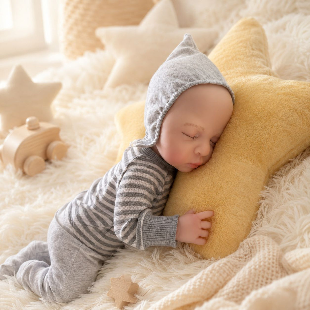 18 inch Full Soft Silicone Body Reborn Baby Doll Toys, Exquisite Handmade Realistic Doll with Solid Body, Educational Toy for Kids