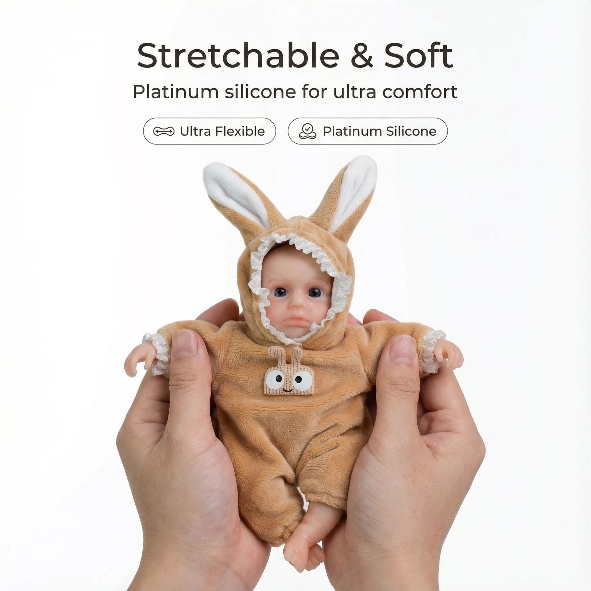 15CM Snail Small Ears Solid Silicone Rebirth Doll