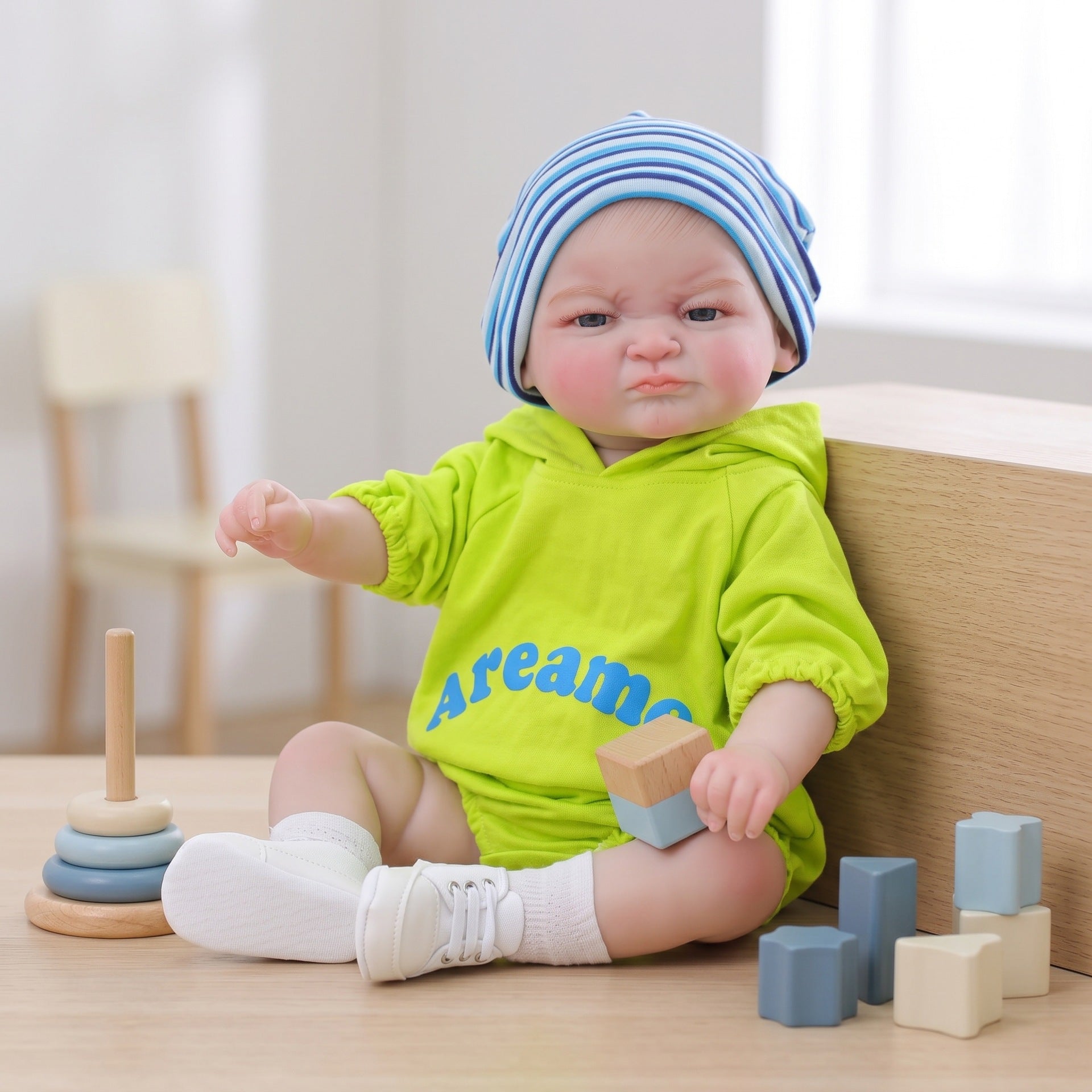 24 inch Hand-painted hair craft reborn baby with Full Vinyl Body children's play house holiday gift collection