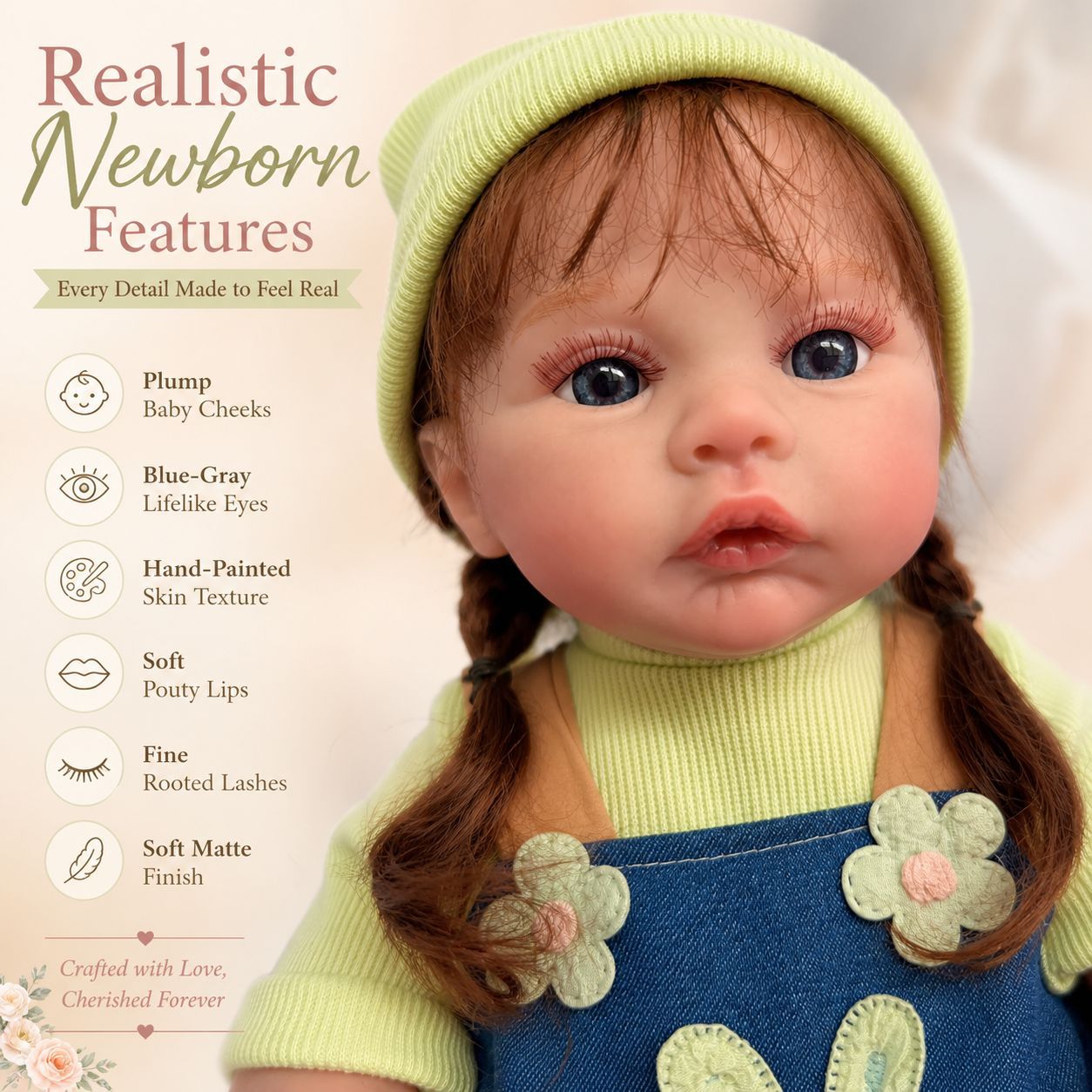 True‑to‑Life 18 Inch with Full Vinyl Body Reborn Doll, Versatile Play Companion for Children and Adult Lovers for Festive Moments