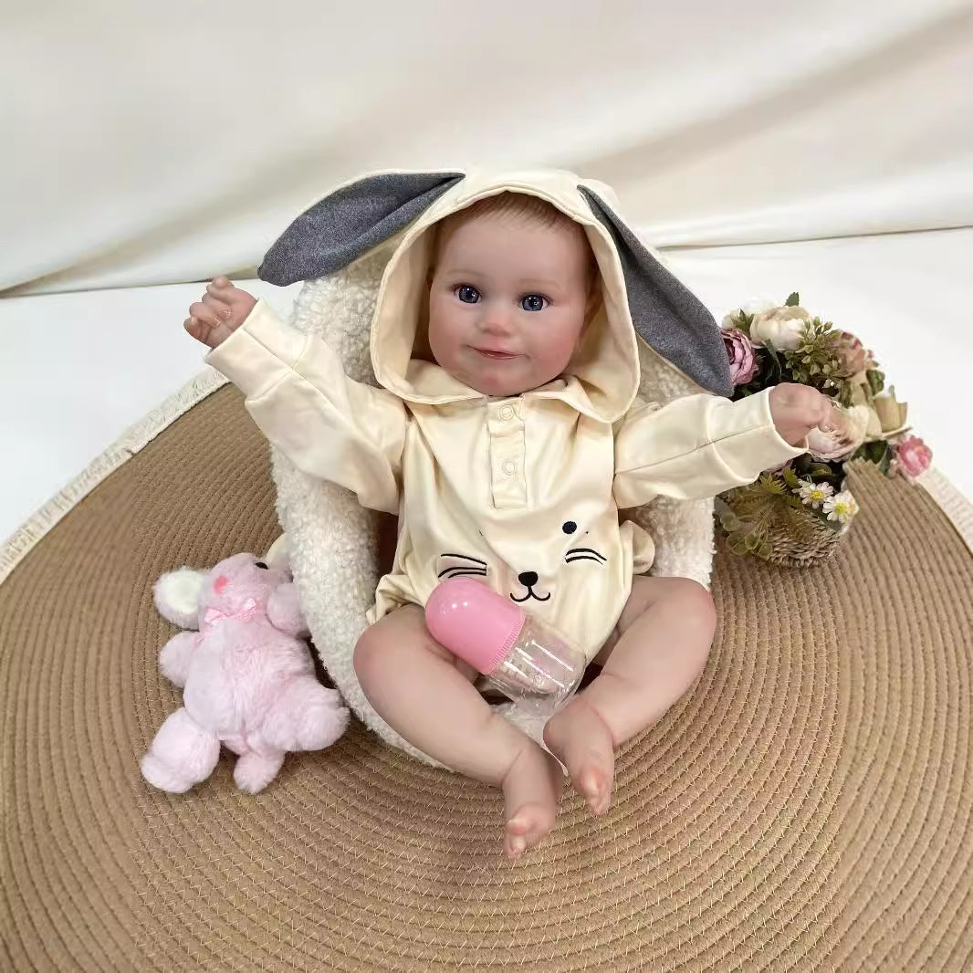 19inch Handmade Lifelike Reborn Baby Doll with Cloth Body Realistic 3D Skin Children Play Toy for Little Girls