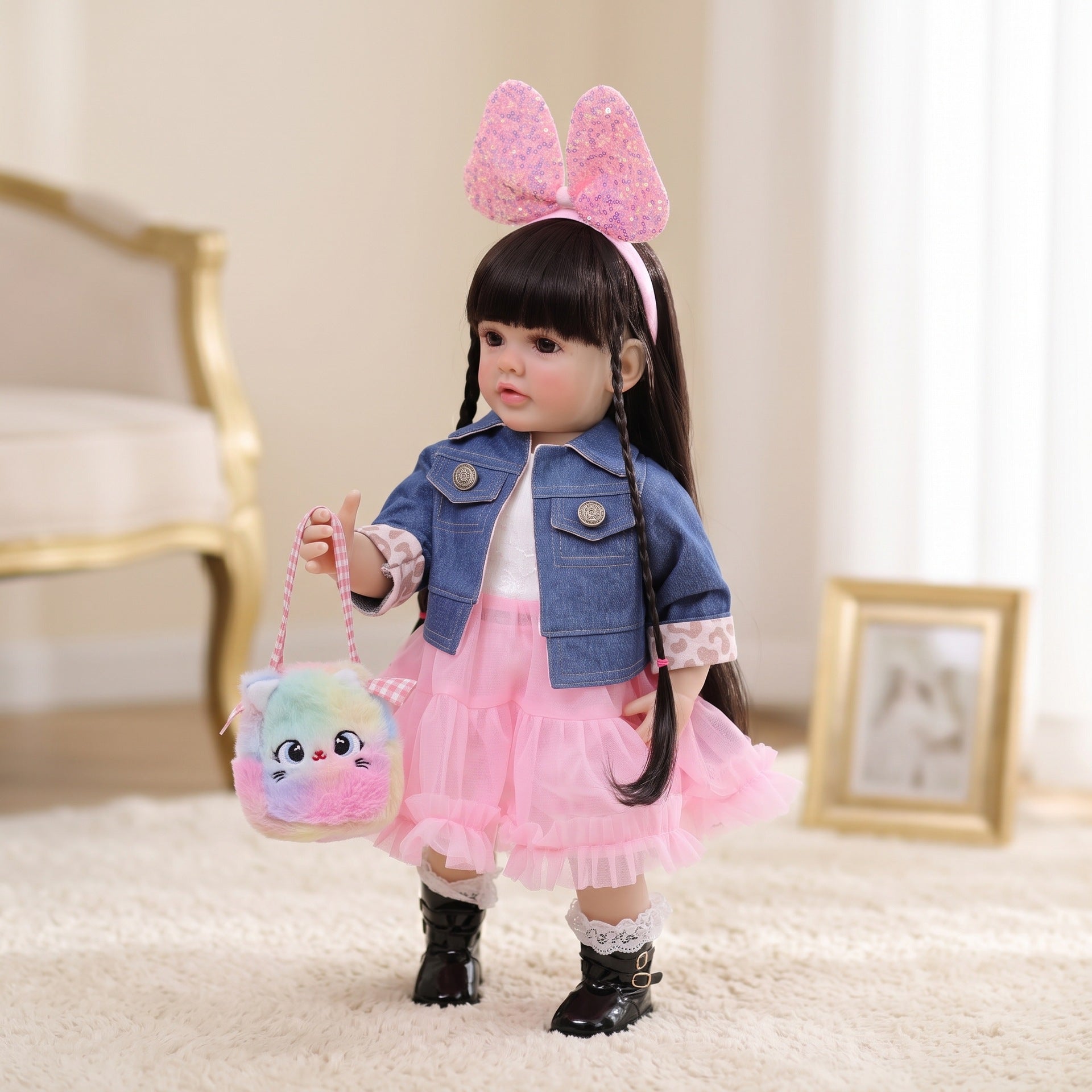 22 inch Reborn Doll with Full vinyl Body standing doll ornaments for gifts