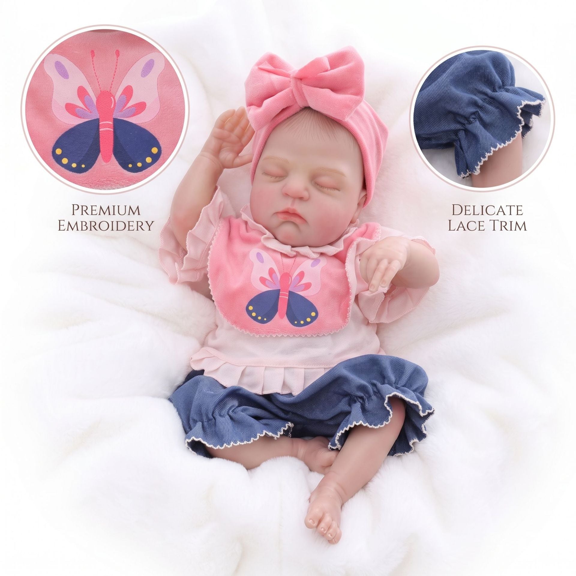 18 Inch with Cloth Body Sleeping Reborn Baby Doll, Cute Panda Outfit, Companion Gift for Birthday & Holiday Occasions