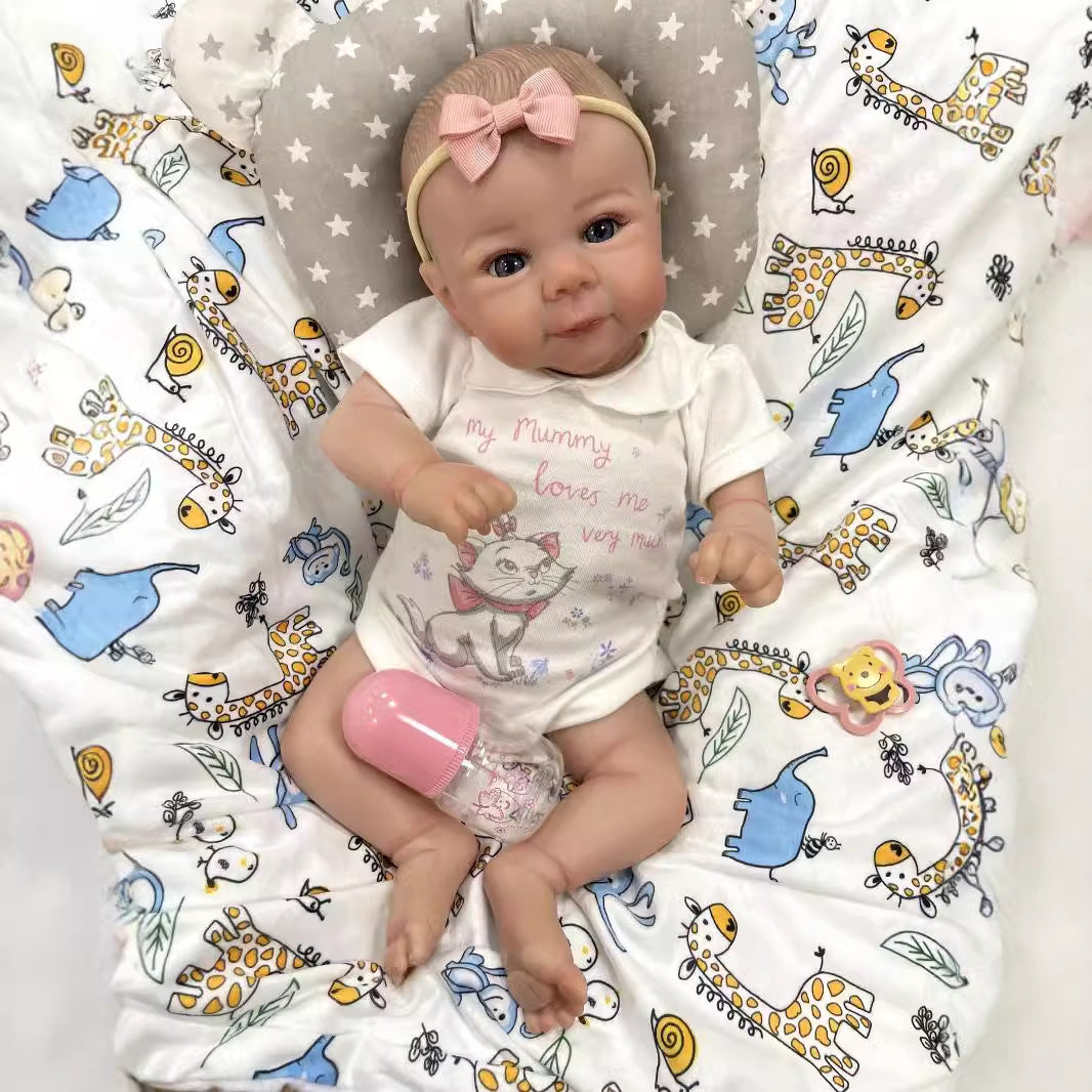 20Inch Realistic Reborn Newborn Dolls with Cloth Body Detailed 3D Skin Handmade Collectible Doll Toy for Girls & Doll Lovers