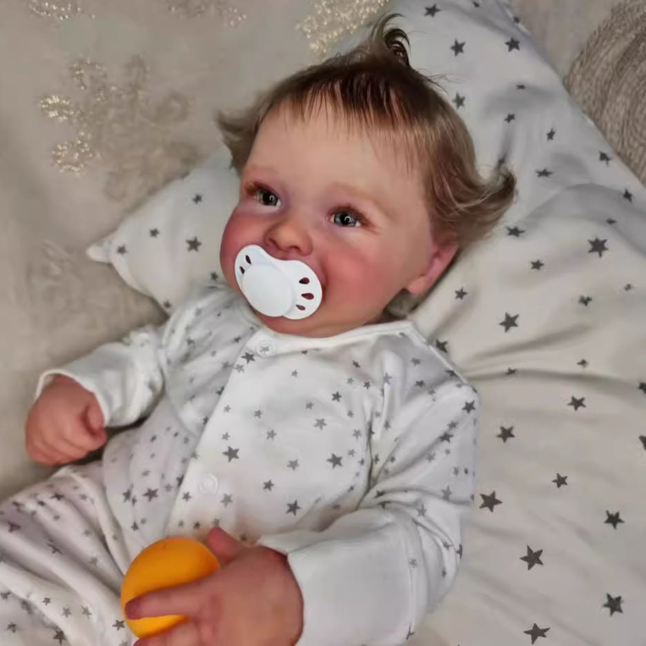 22inch Lifelike Handcrafted Reborn Baby Doll with Cloth Body 3D Real Skin Kids Play Toy Gift for Girls