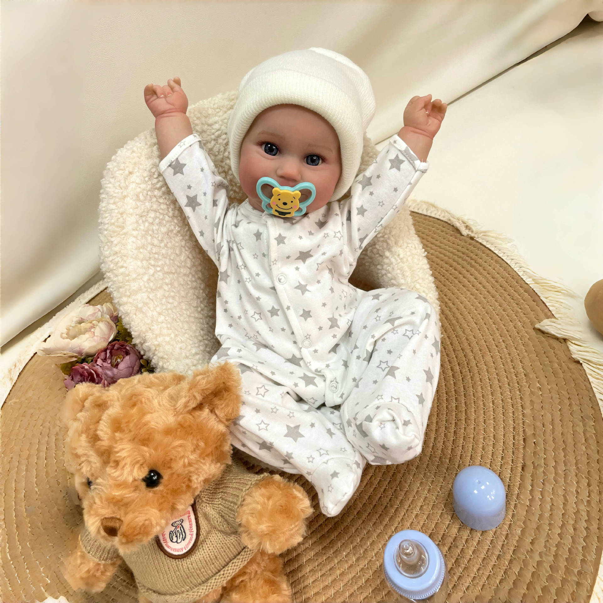 19Inches Handmade Lifelike Reborn Doll with Cloth Body 3D Skin Realistic Newborn Baby Play Toy Gift for Girls & Doll Collectors