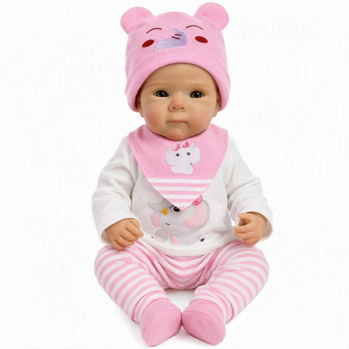 16 inch solid soft platinum silicone openable mouth pink striped pants doll as a holiday gift for children