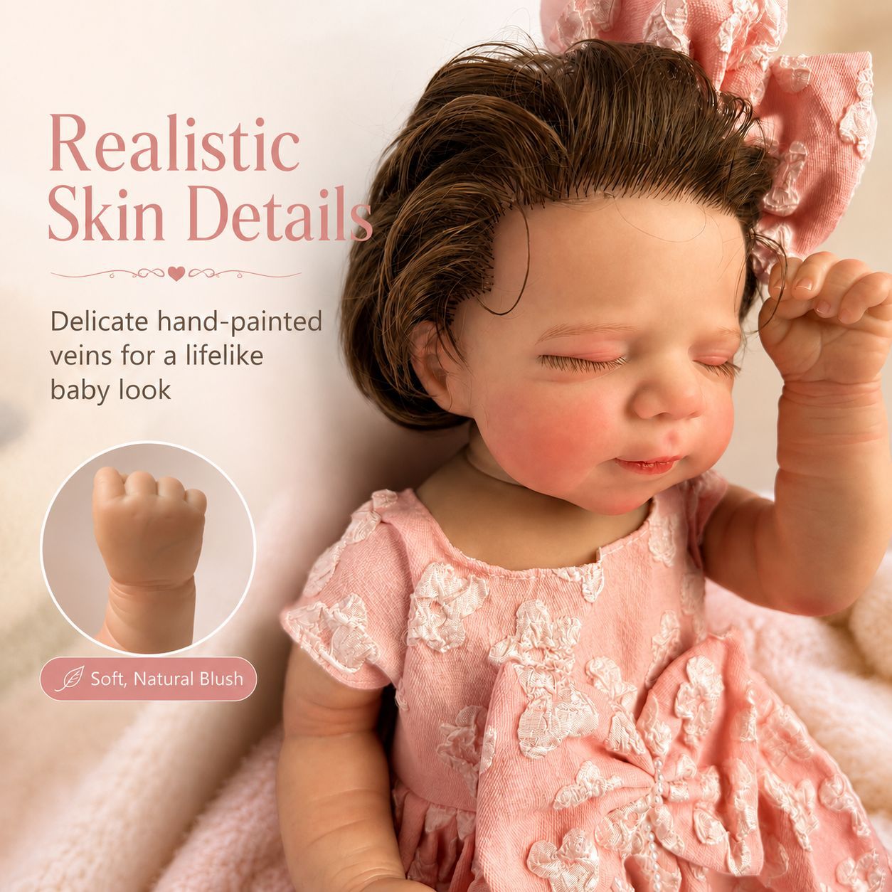 Lifelike 18 Inch with Full Vinyl Reborn Style Doll, Flexible Limbs, Great Gift for Festive Moments and Birthday Celebrations