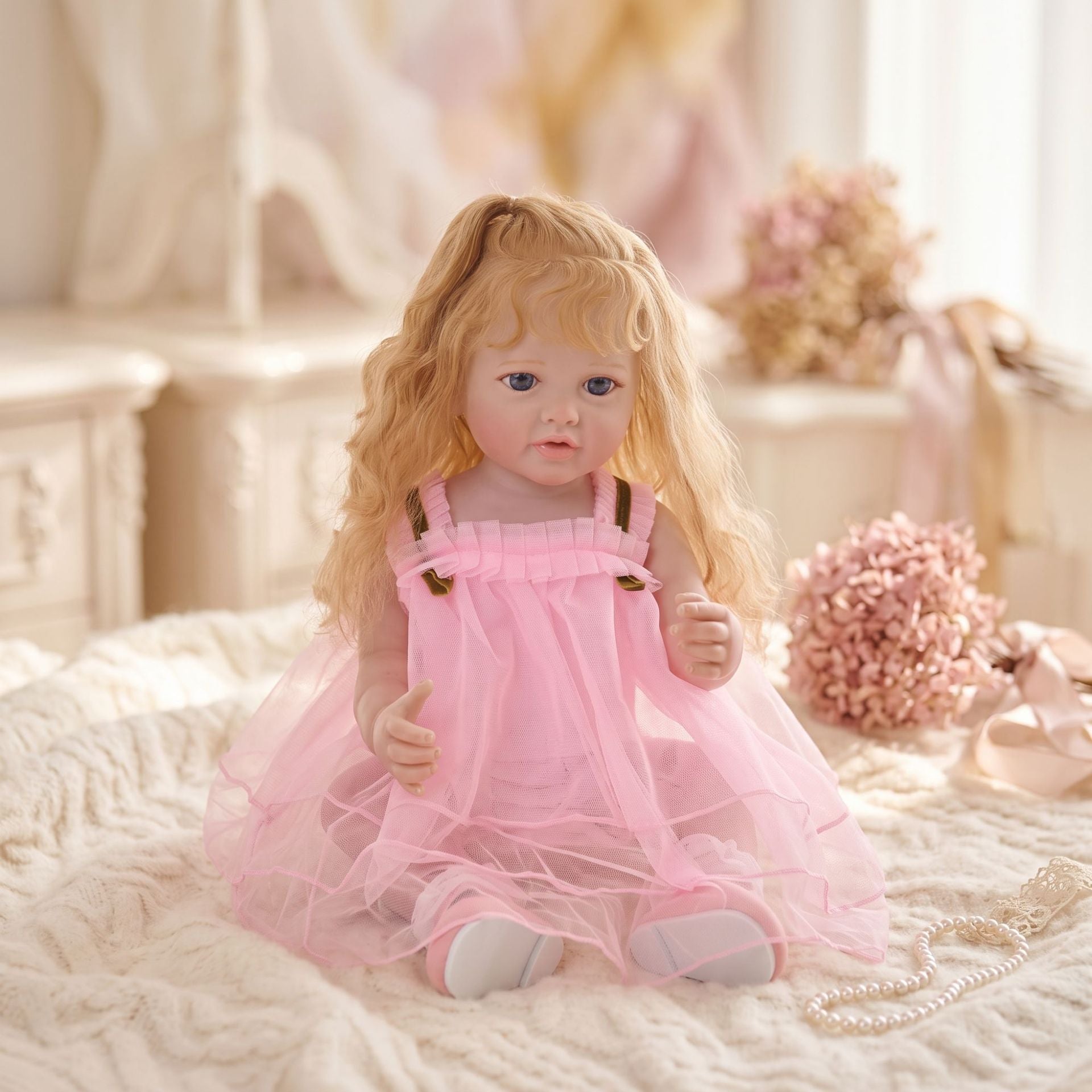 Ultra Realistic 22 inch Full vinyl body Reborn Newborn Doll Soft Bendable Limbs Safe Kids Companion Doll