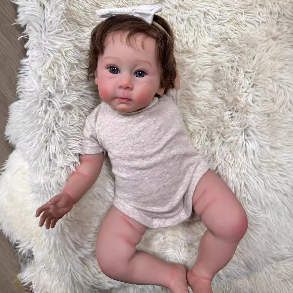 23inch Reborn Dolls with Cloth Body Touch Soft implanted Brown hair,  Newborn Baby Dolls Toys for Girls Reborn Dolls