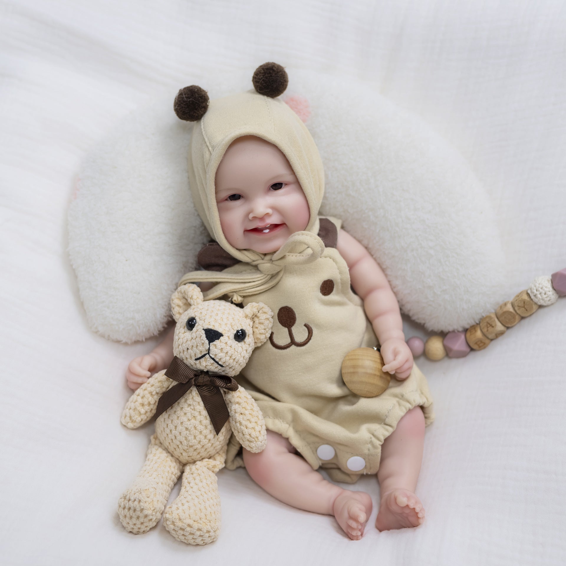 12 Inch with Full Silicone Realistic Baby Doll, Adorable Grinning Face Design, Suitable Present for Holiday Festivities and All‑Ages Birthdays