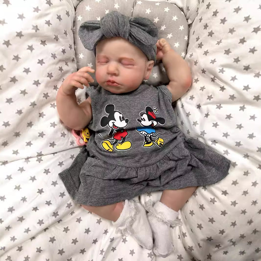 19Inch Realistic Reborn Baby Doll with Cloth Body 3D Vein Skin Handcrafted Newborn Doll Gift Toy for Little Girls Collectors