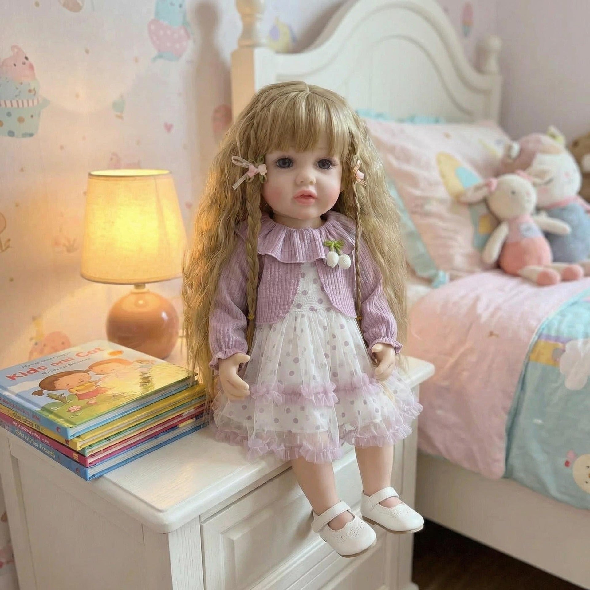 22 inch light purple long sleeved shawl Betty simulation reincarnation doll reborn doll