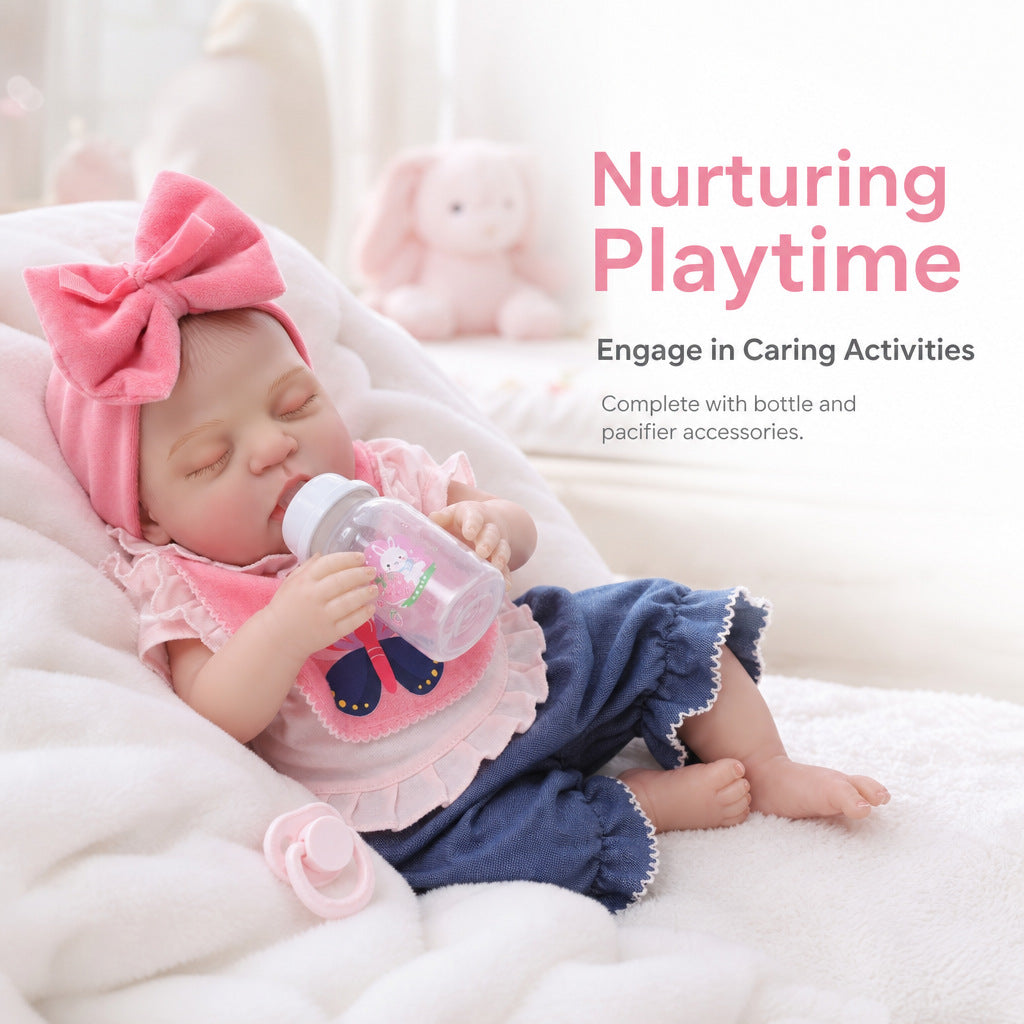 Exclusive Holiday Gift, 18 inch Pink Bow Reborn Baby Doll, Warm Surprise For Birthday Parties