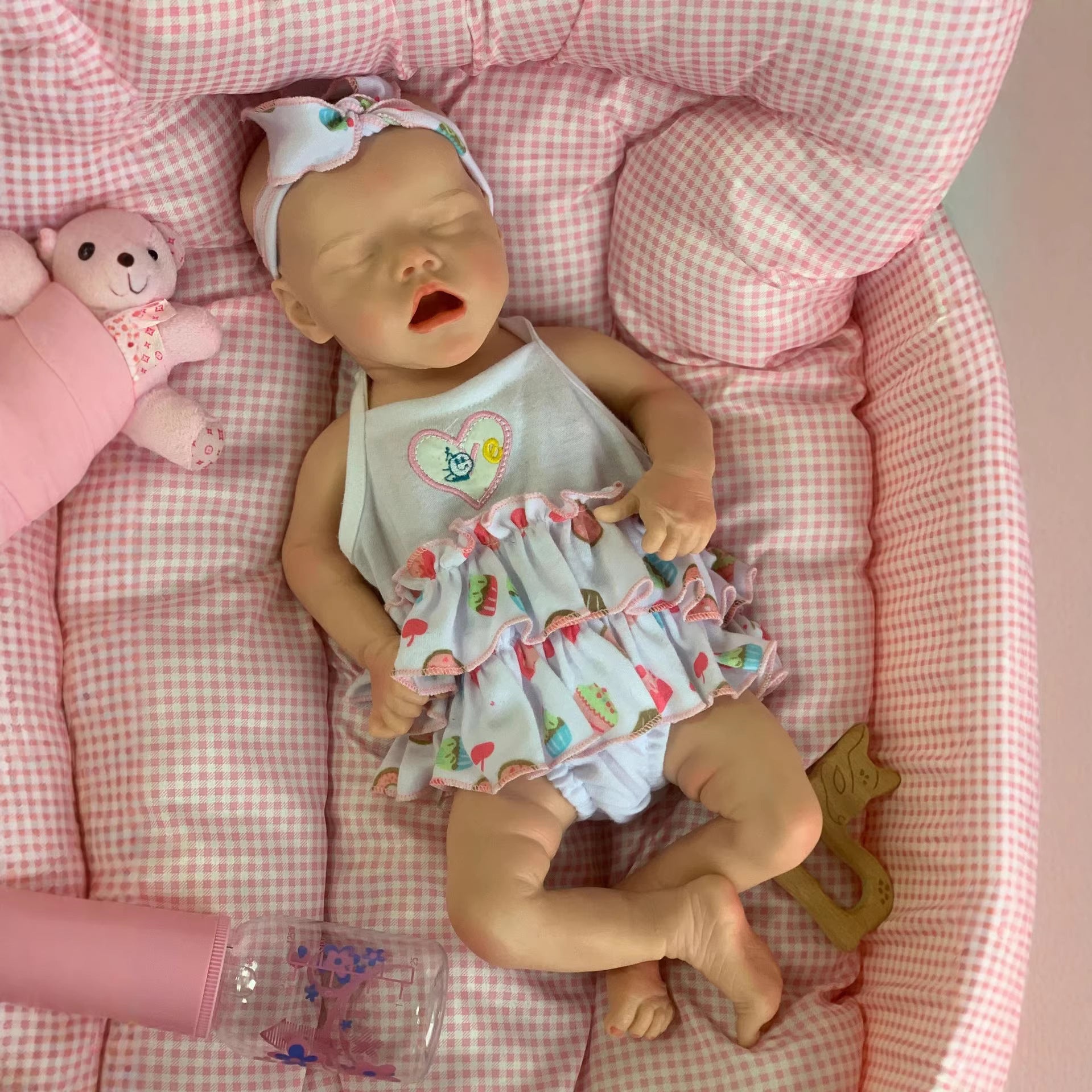 Realistic 18 inch Full Soild Silicone Reborn Doll Soft Bendable Limbs Non-Toxic Safe Kids Companion Doll