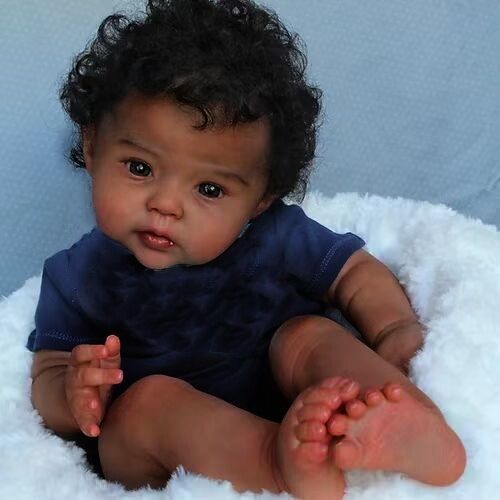 20Inch Lifelike Reborn Baby Dolls with Cloth Body African Black 3D Skin Handmade Doll Kids Toy for Girls Reborn Dolls