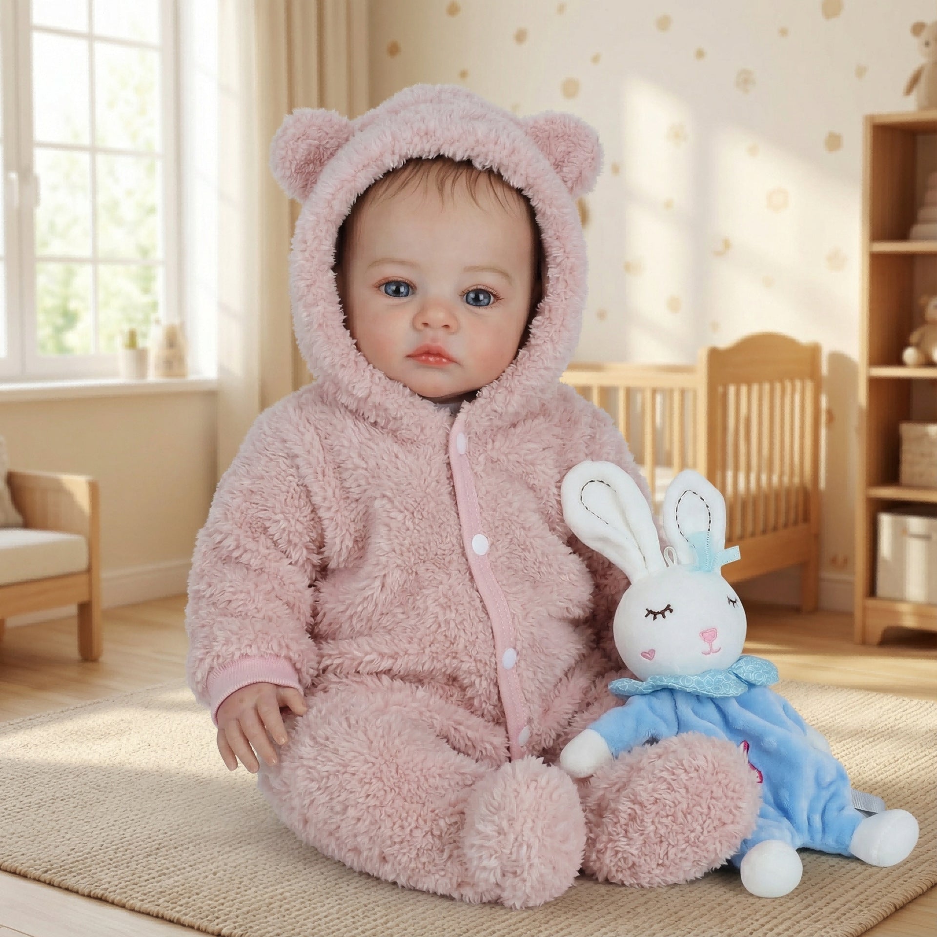 49cm Blue Eyes Reborn Baby Meadow In Plush clothes