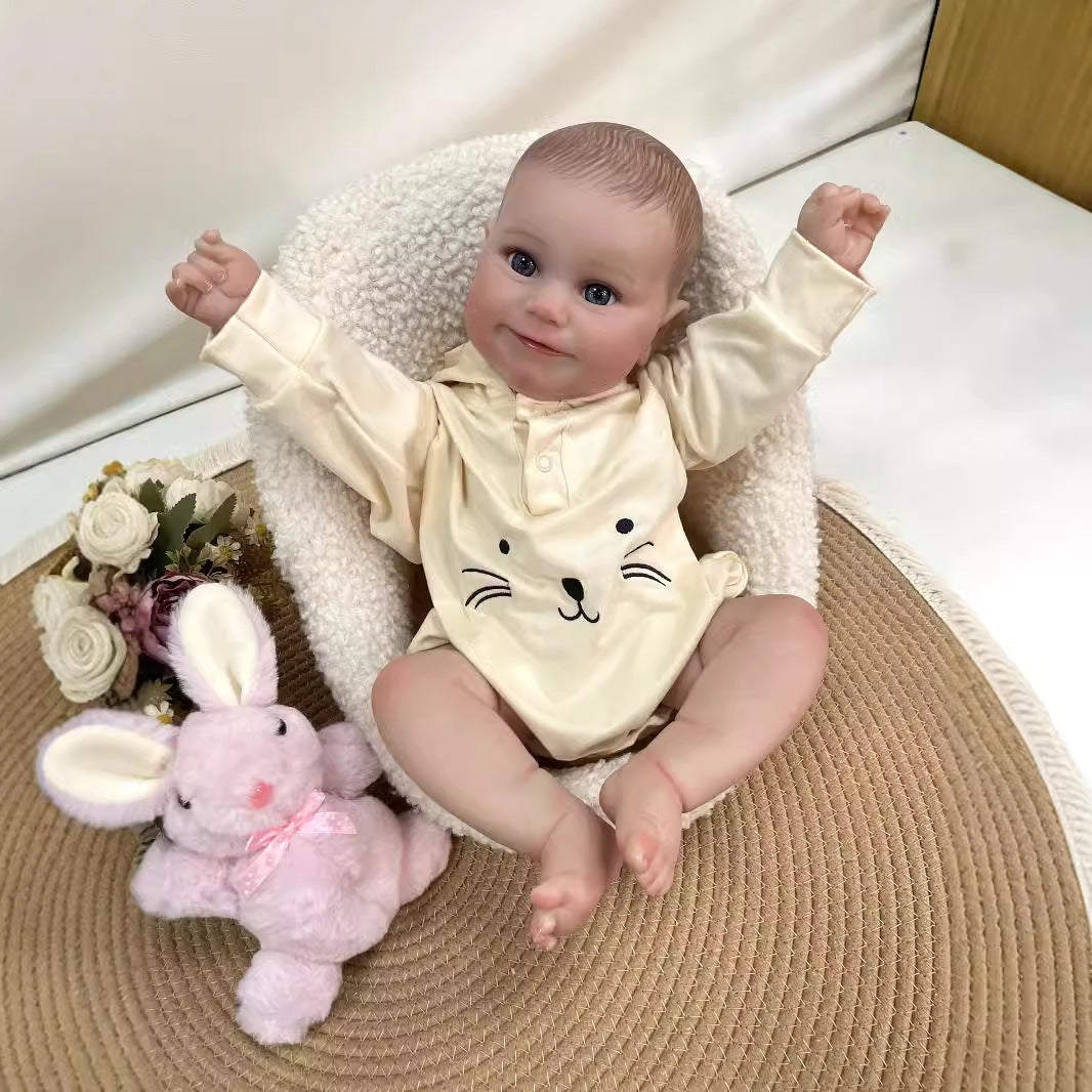 19inch Handmade Lifelike Reborn Baby Doll with Cloth Body Realistic 3D Skin Children Play Toy for Little Girls