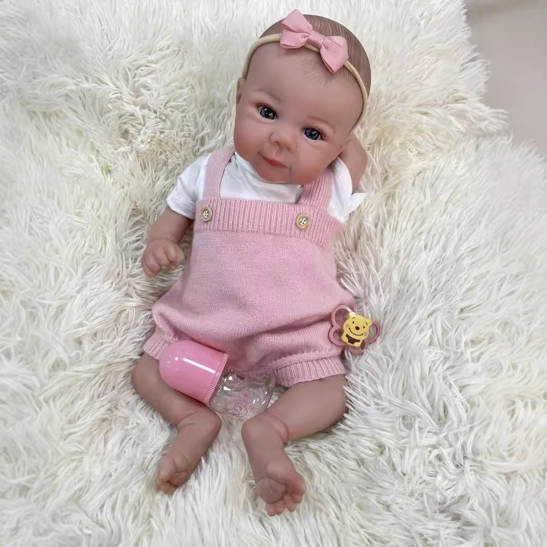 20Inch Real Life Reborn Baby Doll with Cloth Body True-to-Life 3D Skin Handmade Newborn Style Doll Toy for Girls