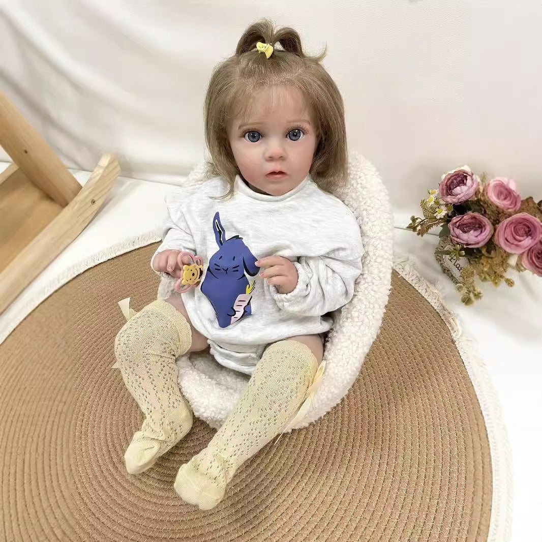 24inch Lifelike Handcrafted Reborn Baby Doll Soft Cloth Body 3D Real Skin Kids Play Toy Gift for Girls