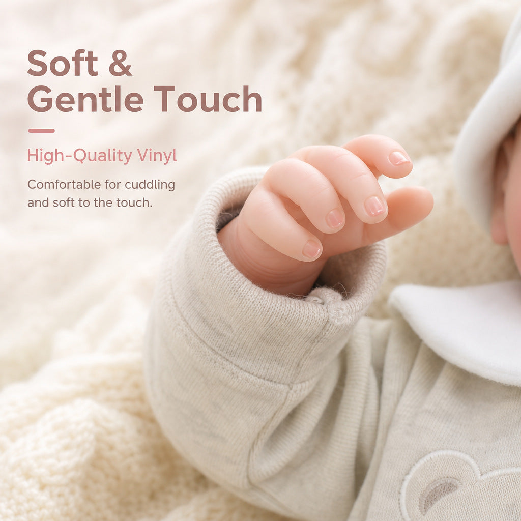 18 Inch with Cloth Body Sleeping Reborn Baby Doll, Bear Ear Onesie, Huggable Companion Gift for Birthday & Holiday