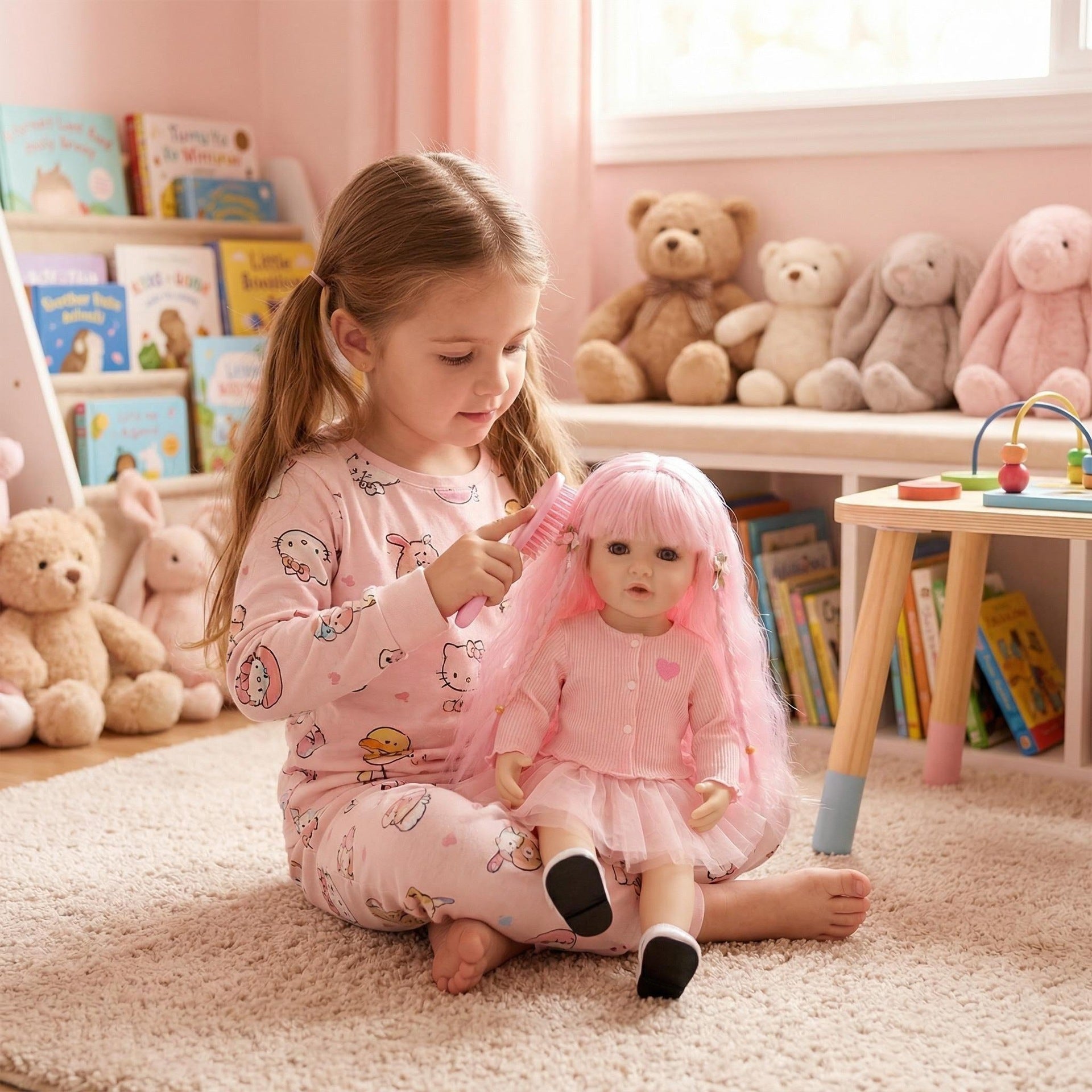 22 inch embroidery thread pink love Betty simulation reincarnation doll reborn doll