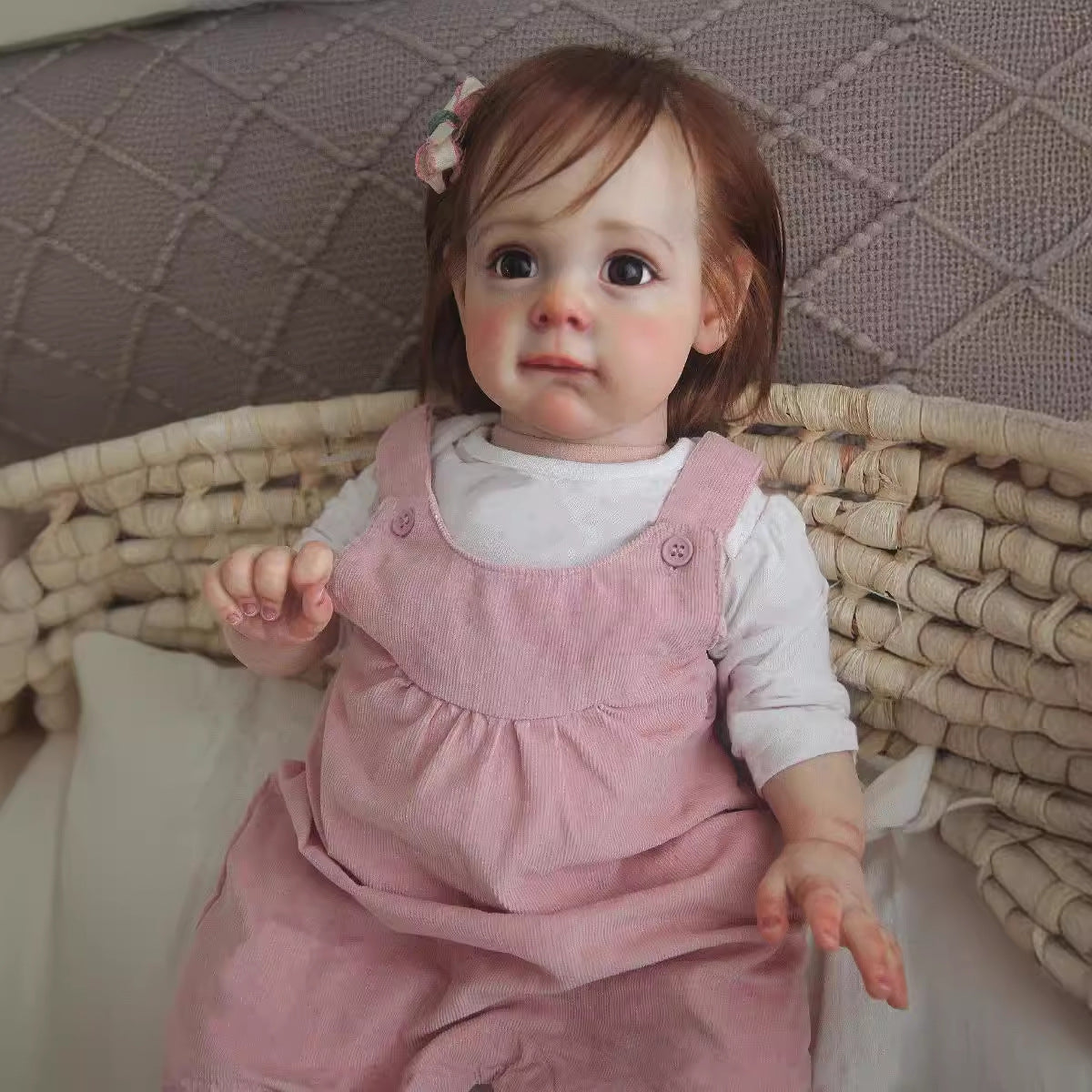 24inch Reborn Baby Dolls Girl Toddler Handmade with Cloth Body Lifelike Newborn Gift Doll