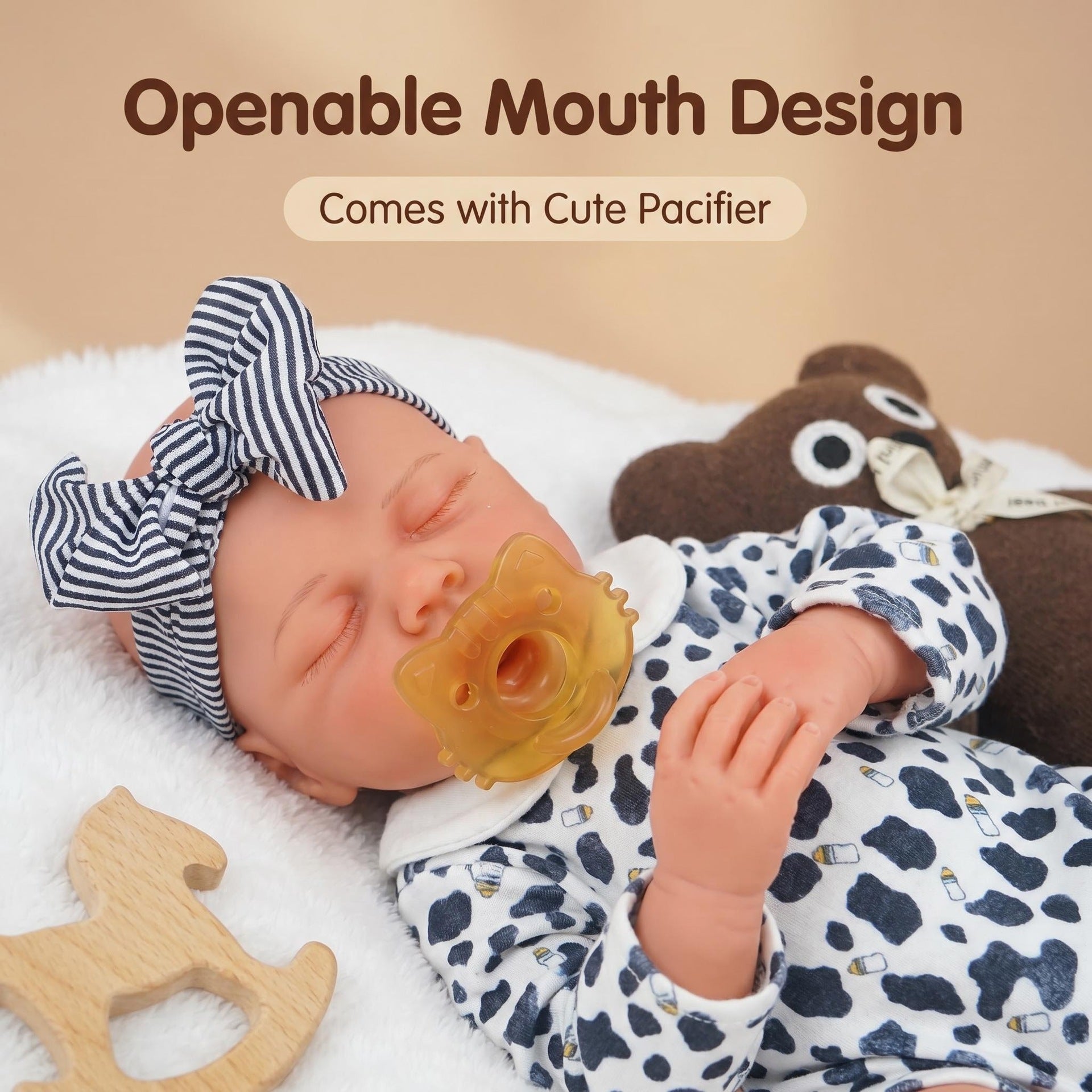 12 inch with Silicone Body, Adorable Striped Bow Accessories, Companion Toy, Unique Gift Option For Birthday Parties And Western Festivals