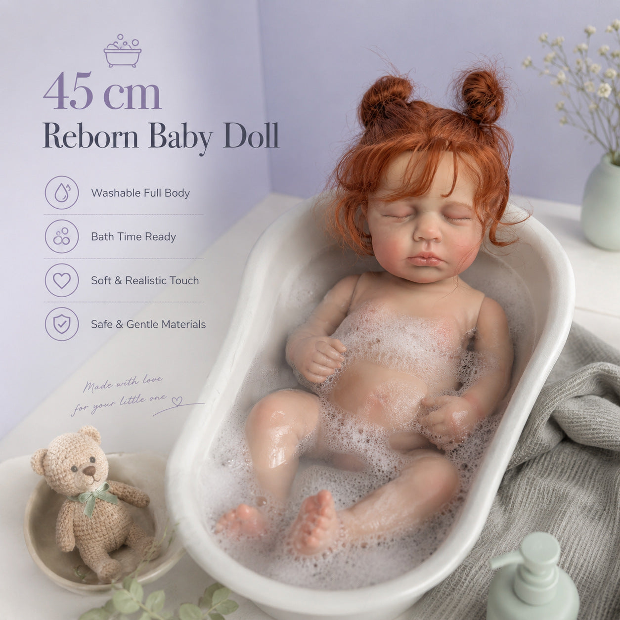 Lifelike 18 Inch with Full Vinyl Body Doll, Real Baby‑Like Feel, Ideal for Birthday and Holiday Gift‑Giving