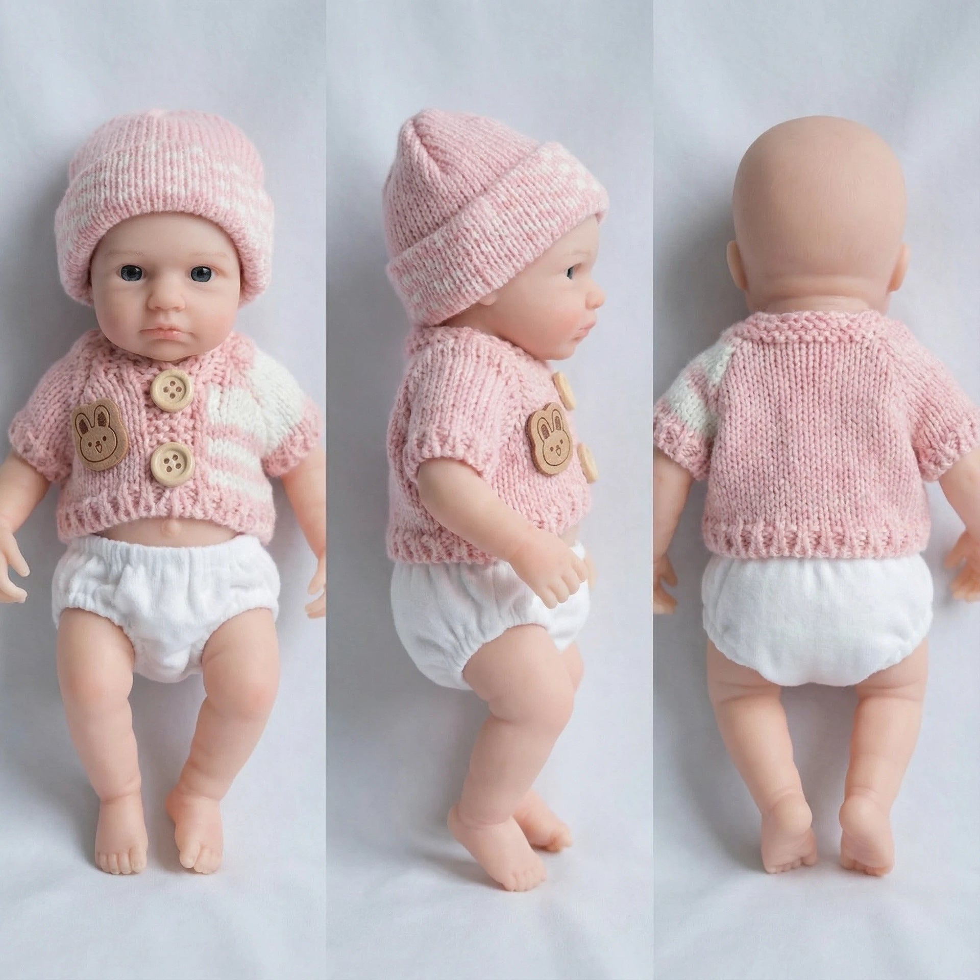 8 Inch Short Sleeve Powder Sweater Full Silicone Reborn Doll