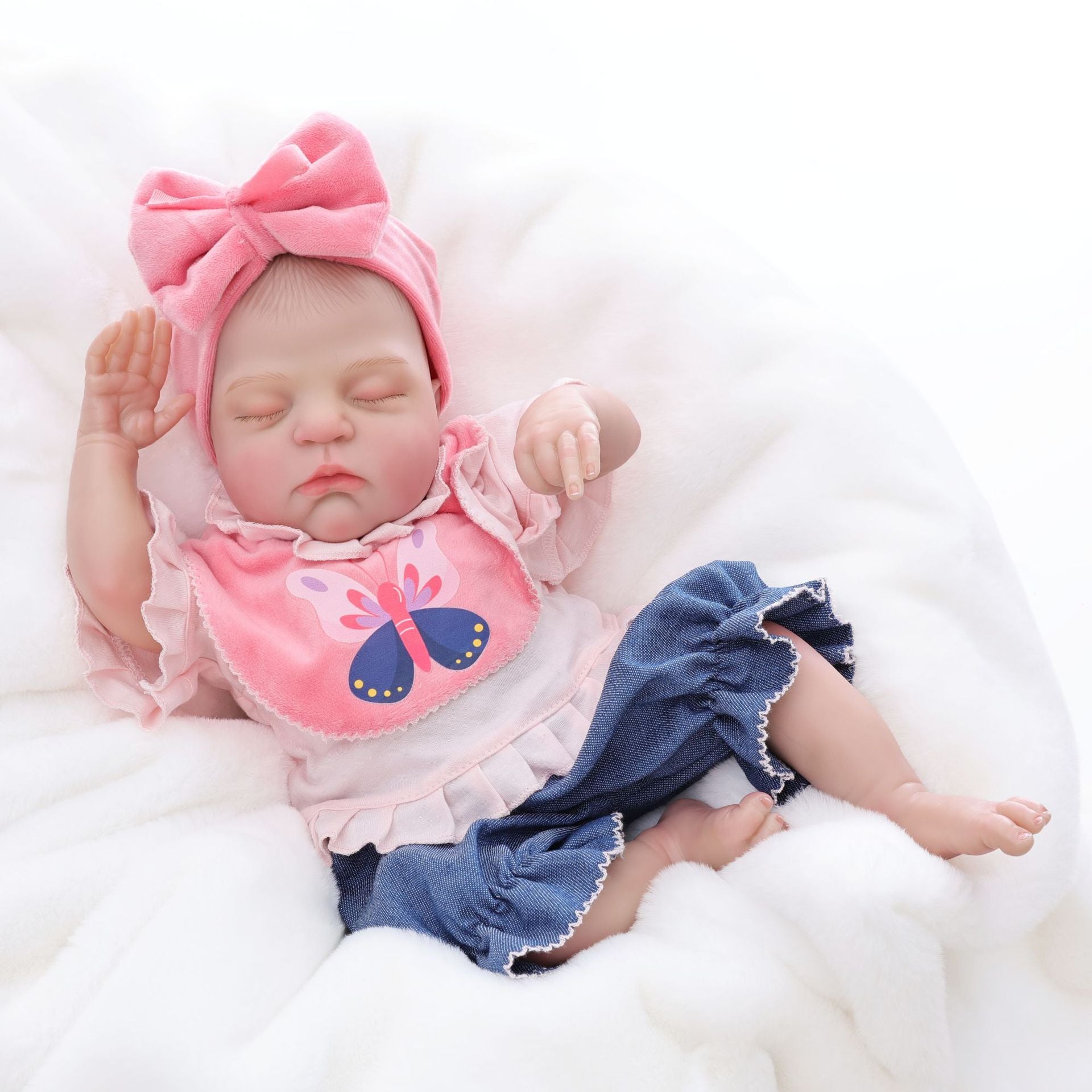 Exclusive Holiday Gift, 18 inch Pink Bow Reborn Baby Doll, Warm Surprise For Birthday Parties