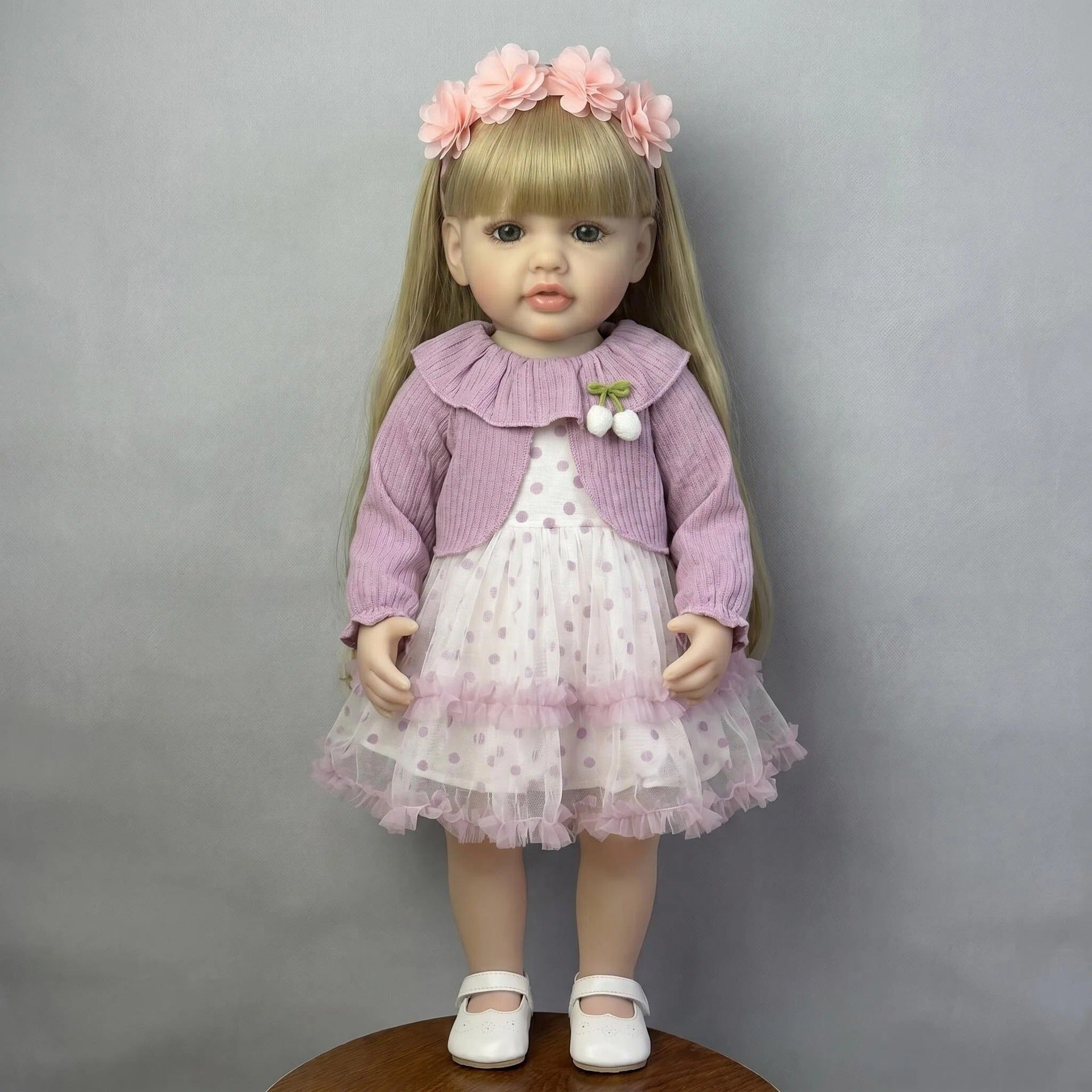 Lifelike Blonde Girl 22 Inch with Full Vinyl Body, Therapeutic Companion Toy Suitable For All Occasion Holiday Surprise