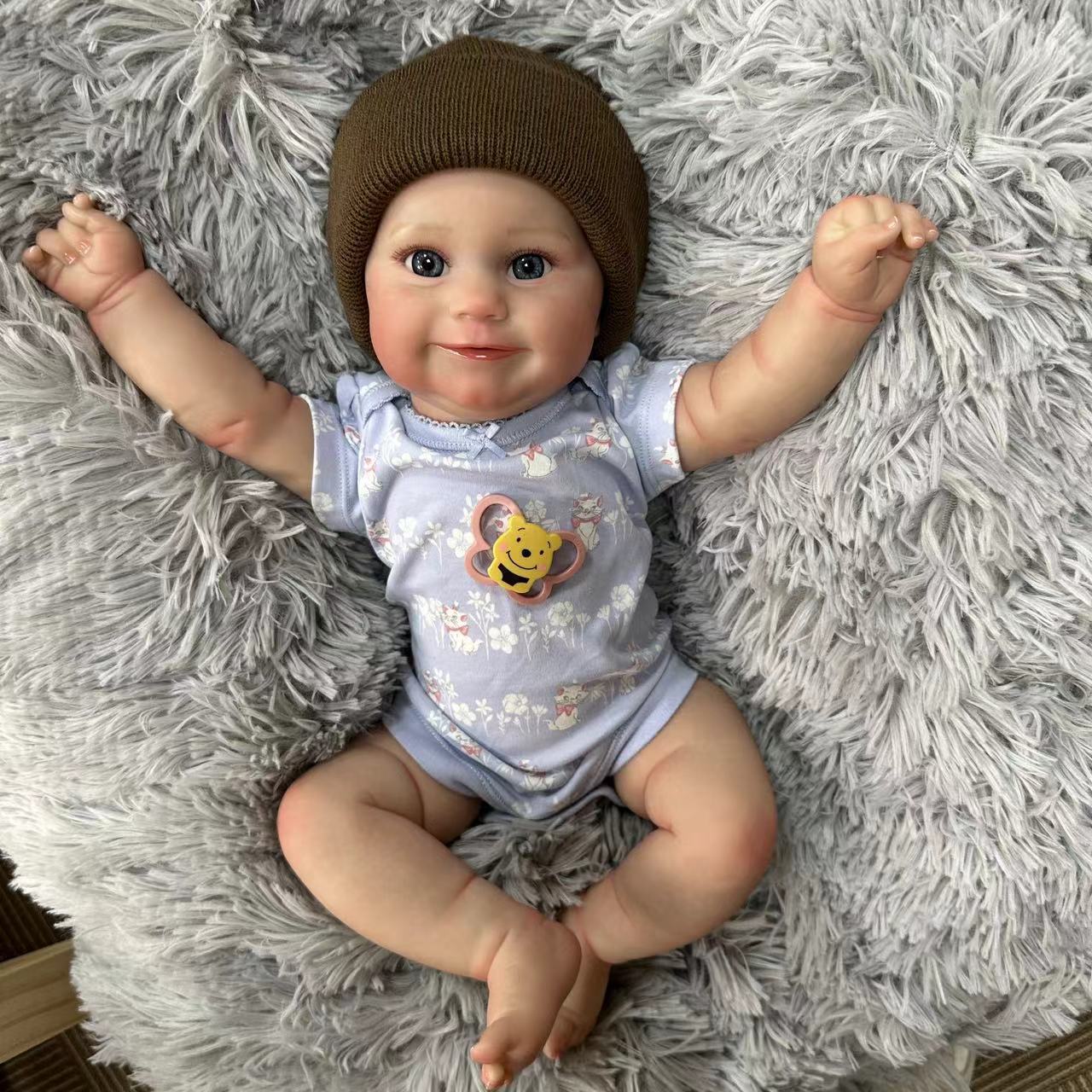 20Inch Realistic Reborn Newborn Doll with Cloth Body Delicate 3D Vein Skin Handmade Toy Doll as Birthday Gift for Girls