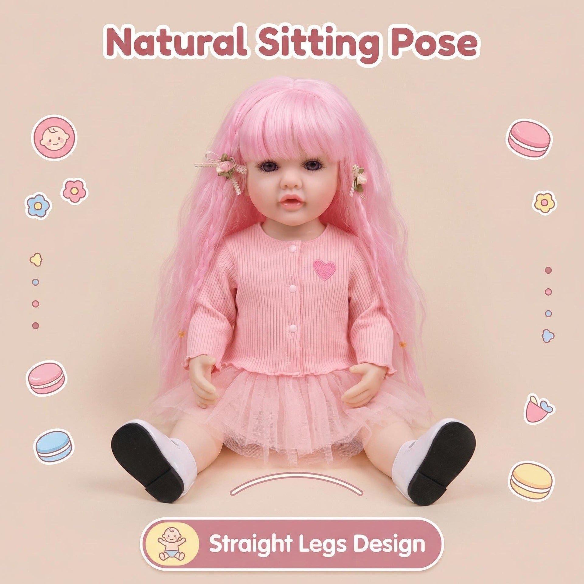22 inch embroidery thread pink love Betty simulation reincarnation doll reborn doll