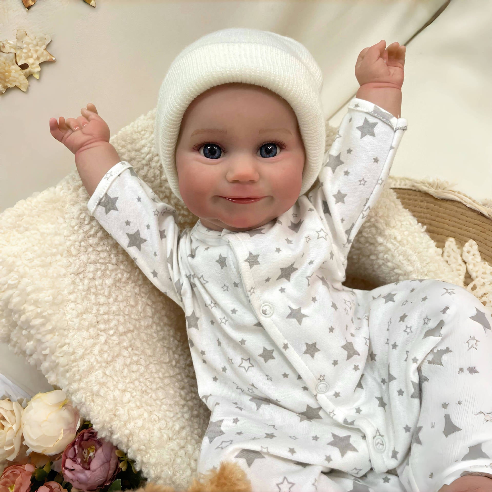 19Inches Handmade Lifelike Reborn Doll with Cloth Body 3D Skin Realistic Newborn Baby Play Toy Gift for Girls & Doll Collectors