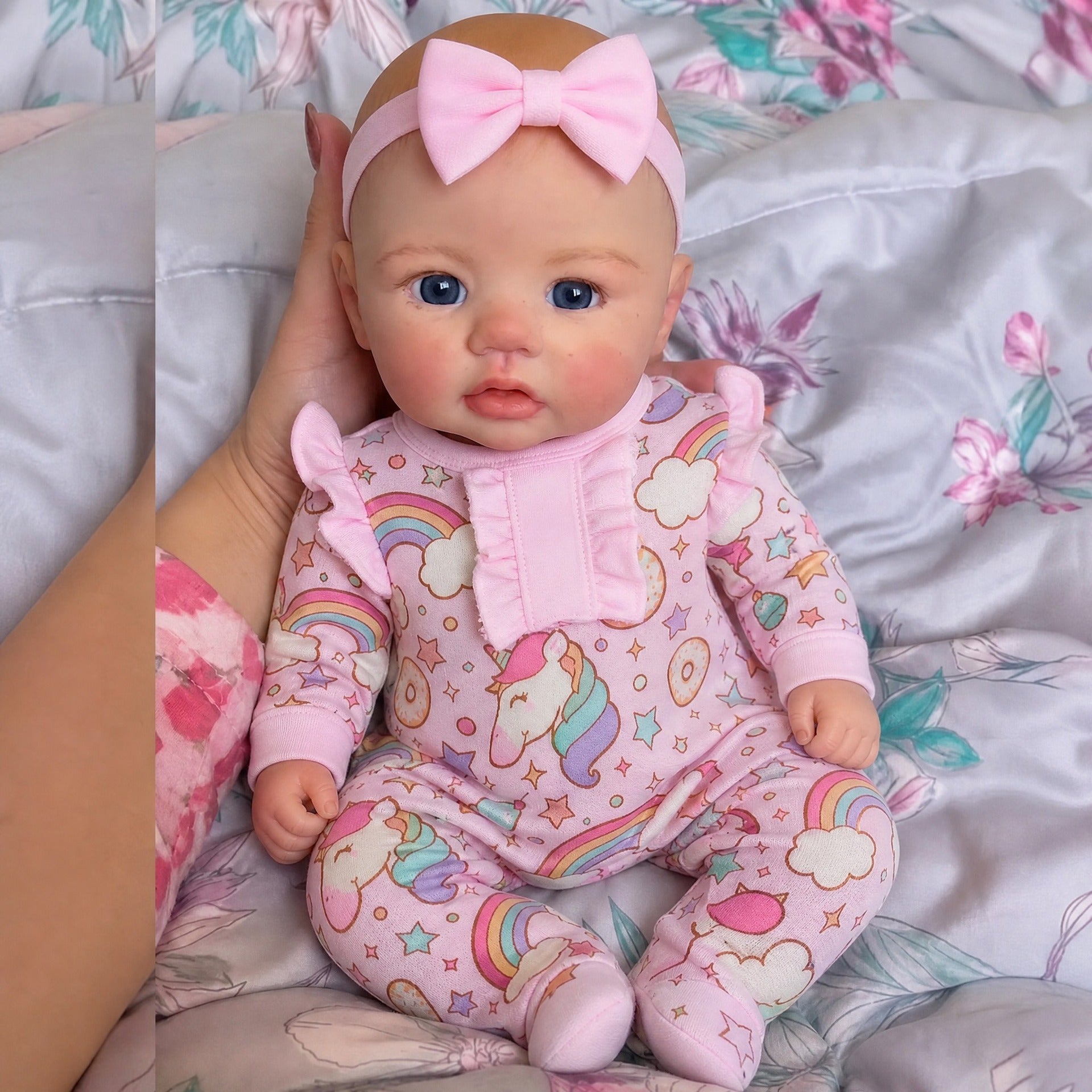 16 Inch Full Silicone Baby Doll, Vibrant Unicorn‑Print Outfit, Memorable Gift for Birthdays and Holiday Celebrations