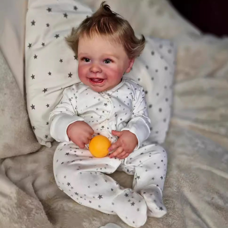 22inch Lifelike Handcrafted Reborn Baby Doll with Cloth Body 3D Real Skin Kids Play Toy Gift for Girls