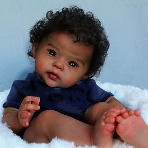 20Inch Lifelike Reborn Baby Dolls with Cloth Body African Black 3D Skin Handmade Doll Kids Toy for Girls Reborn Dolls